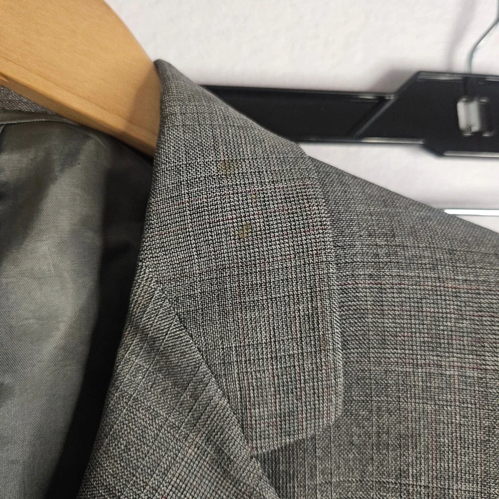 Vtg Hickey Freeman Mens Gray Glen Plaid Suit George J Good Berkeley Wool 42R 32W
